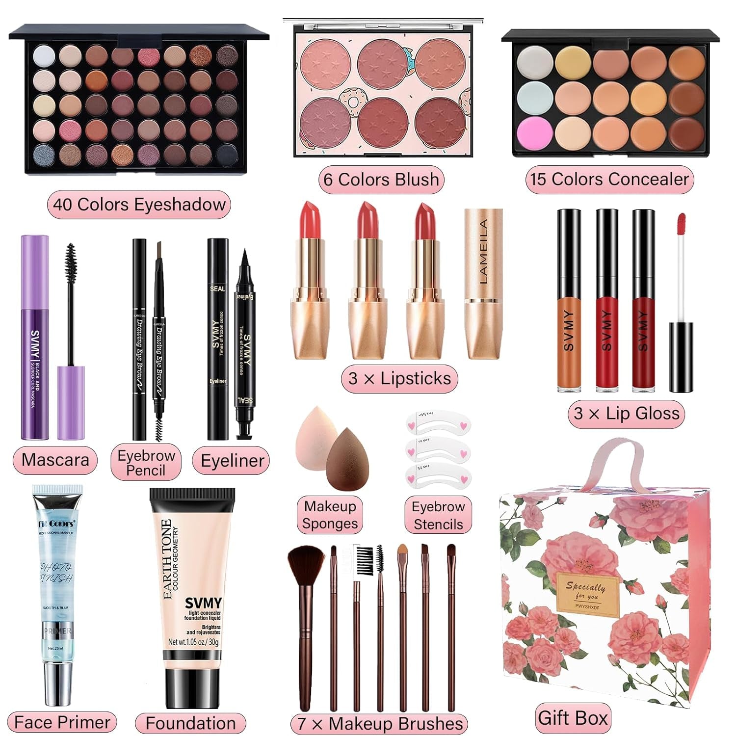 Makeup Set for Women, Makeup Kit for Beginners Teen Girls, Makeup Gift Set for Teens, Makeup Kit for Girls, Makeup for Teens, Makeup Bundle, Eyeshadow Palette, Lip Gloss, Face Makeup, Eye Makeup