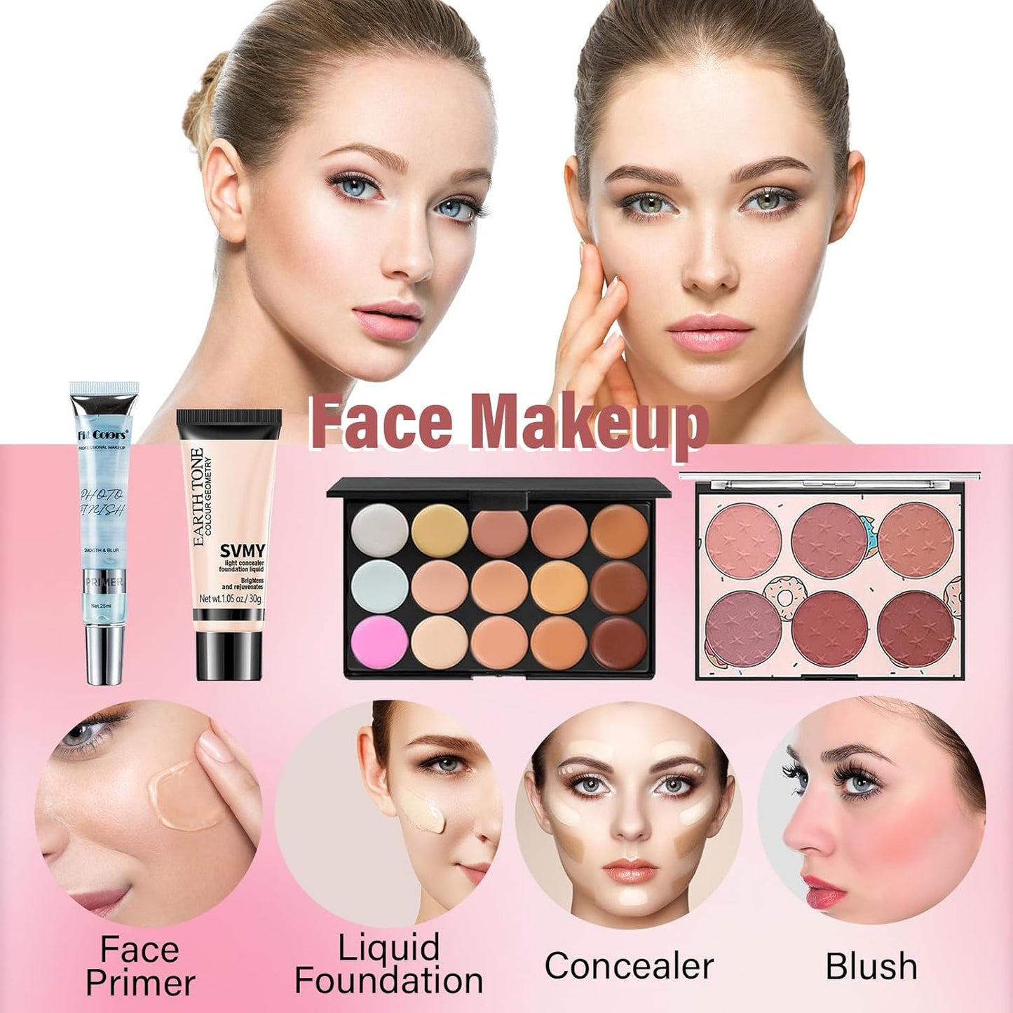 Makeup Set for Women, Makeup Kit for Beginners Teen Girls, Makeup Gift Set for Teens, Makeup Kit for Girls, Makeup for Teens, Makeup Bundle, Eyeshadow Palette, Lip Gloss, Face Makeup, Eye Makeup